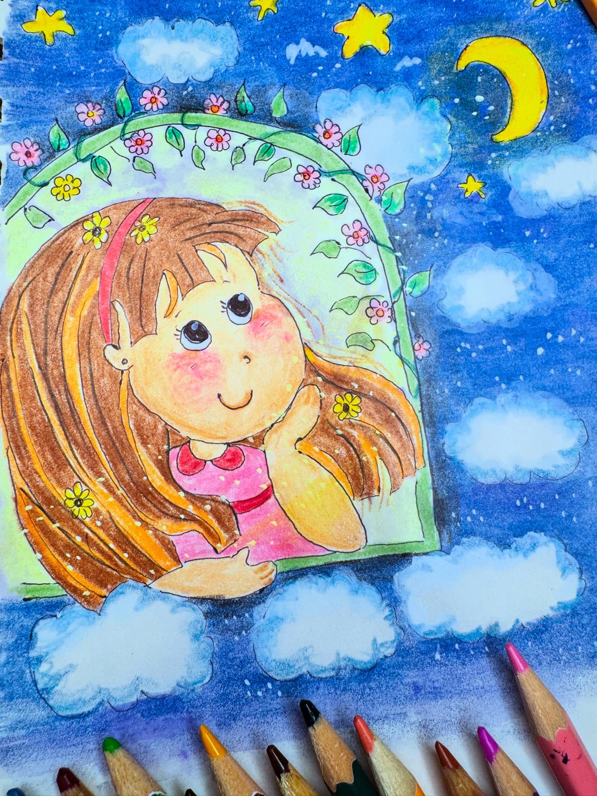 Stargazing Girl original artwork