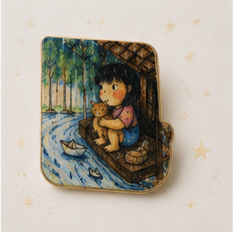 Rainy Day Cats Pin