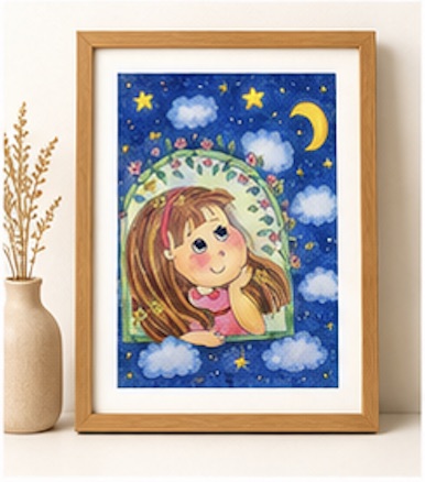 Stargazing Girl Print